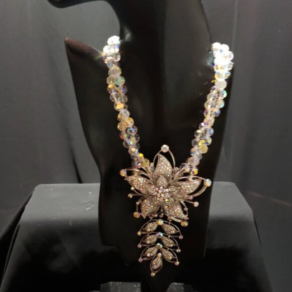 Bold Flower Necklace on Aurora Beads